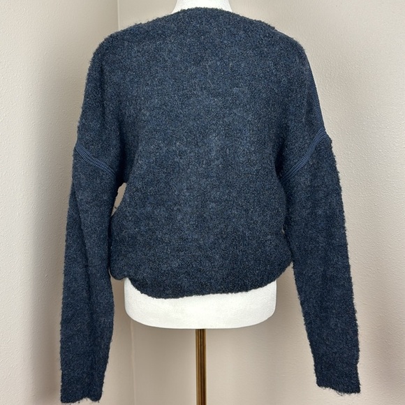 Poetry Alpaca Blend Heathered Navy Blue Bouclé Sweater, Size 6 - Picture 7 of 11